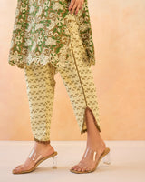 Olive Petal Scallop Cotton Kurta with Tulip Pants