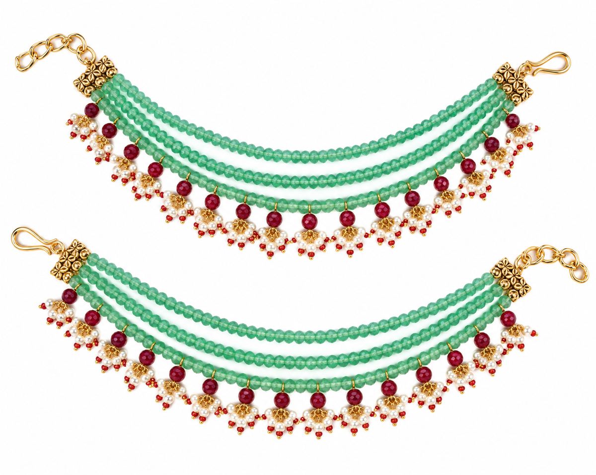 Sage Green Pearl Layered Earchain 62