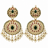Jadau Pearl Embellished Circular Statement Earrings