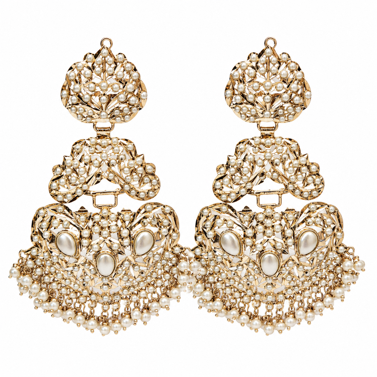 Jadau Pearl Embellished Statement Earrings