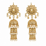 Three-Layer Jadau Pearl Jhumka Earrings