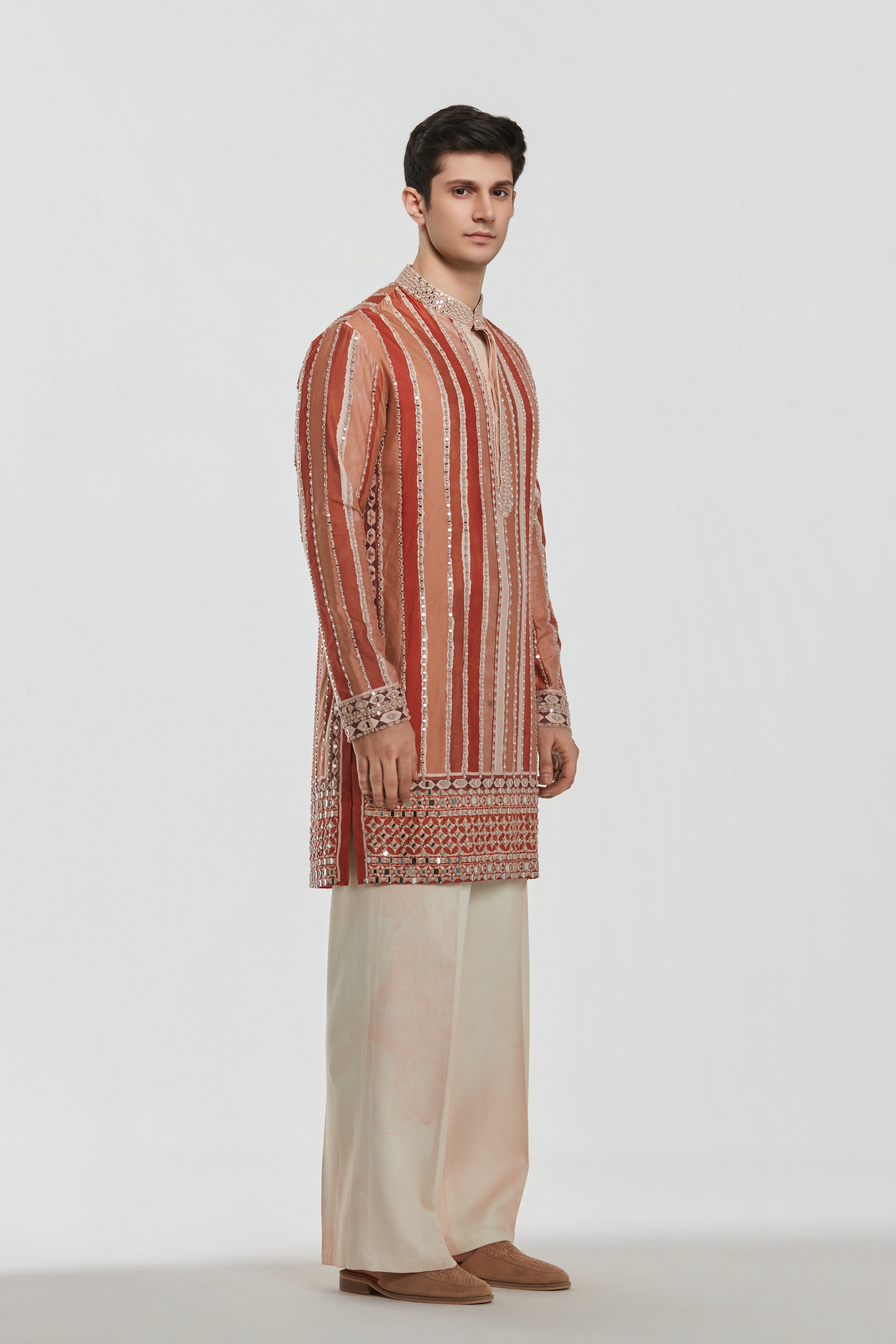 Kurta and stole - heavy chanderi , pant -Cotton twill