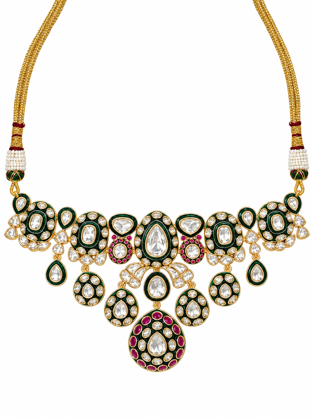 Ruby Moissanite Polki Choker Necklace Set
