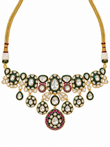 Ruby Moissanite Polki Choker Necklace Set