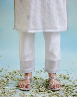 Silver Zari Crushed Stripe Tissue Kurta with Narrow Pants