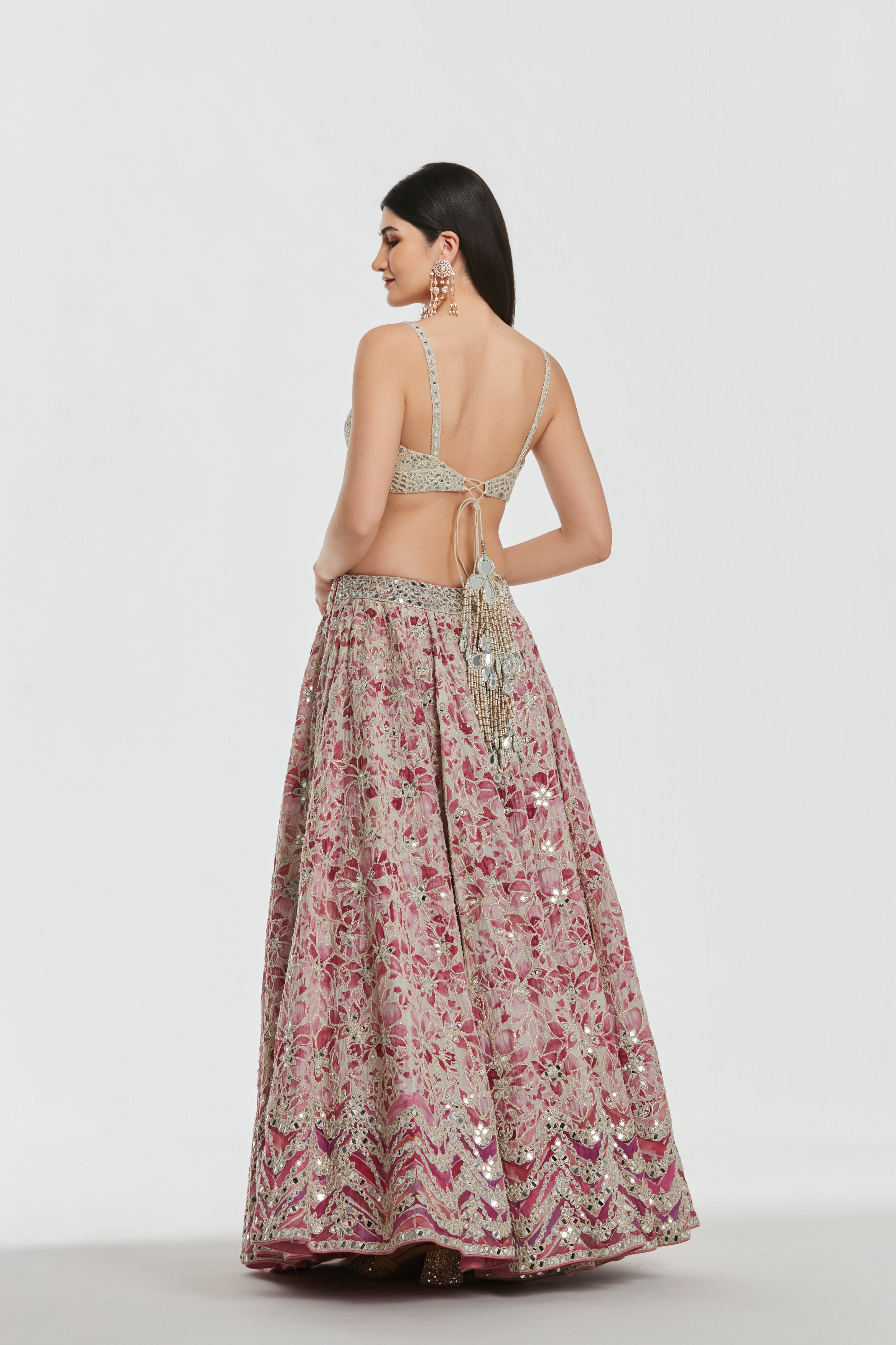 Mirror , zari , Sequins , Dori thread