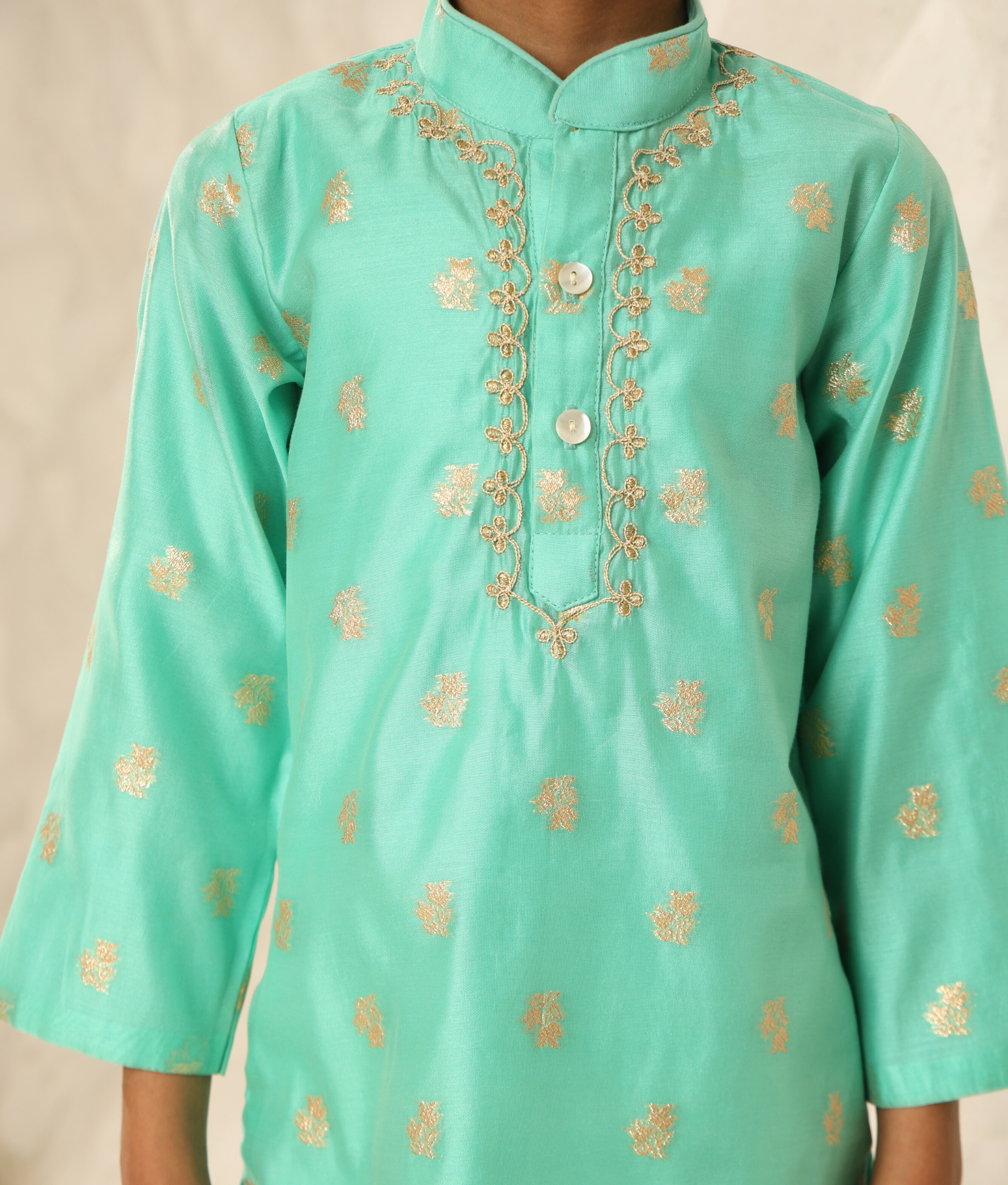 Aqua Chanderi Kurta with Pant
