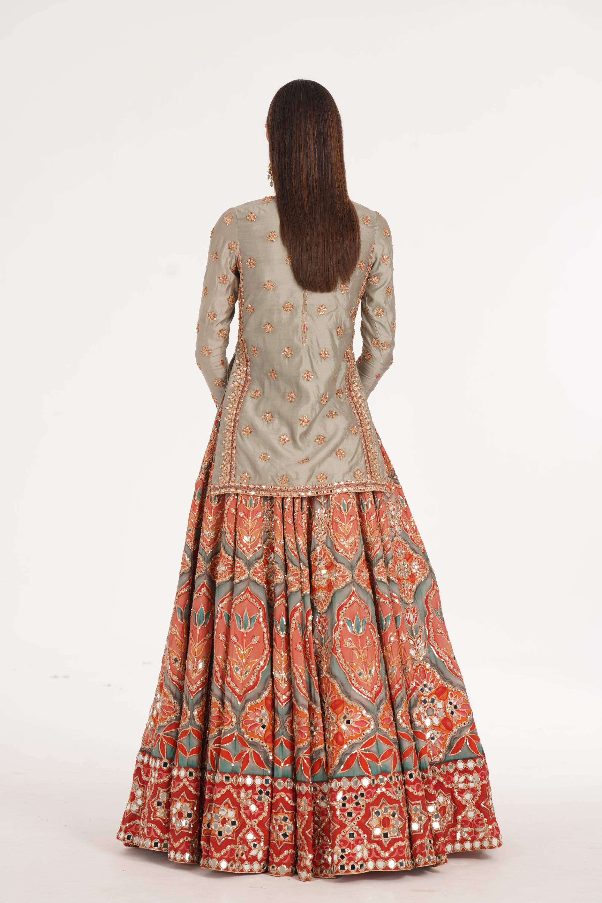 RUBY FOREST SMOPKE LEHENGA SET