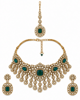 Emerald Polki Kundan Necklace Set 07