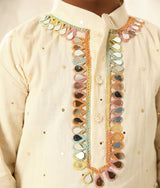Off white Faux Mukaish Kurta with Pant