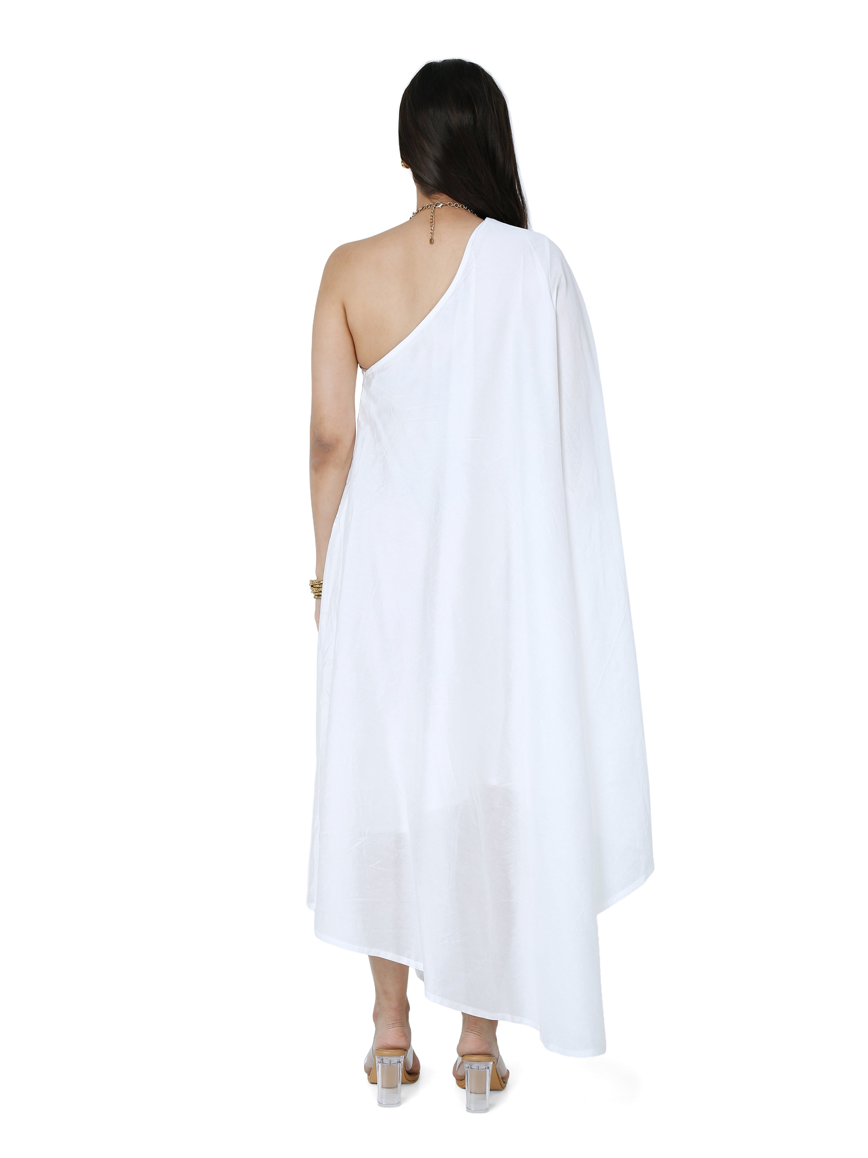 Ivory Petal Chanderi Dress with Floral Hand Embroidery
