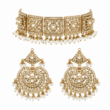 Gold Plated Handcrafted Jadau Necklace Set