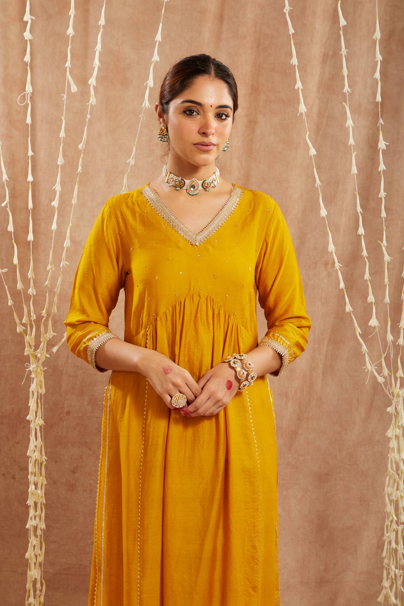 Golden Charm Chanderi Kurta with Narrow Pants