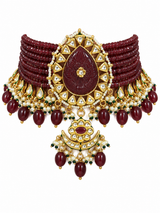 Ruby Kundan Beaded Choker Earring Set