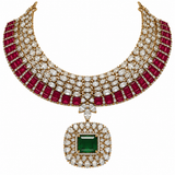 Ruby Emerald Kundan Statement Necklace Set 04