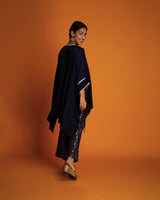 Indigo embroidered kaftan tunic