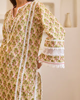 Green Charm Embroidered Cotton Kurta with Tulip Pants