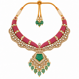 Emerald Pearl Statement Necklace Set 06