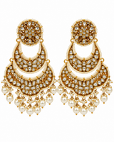 Pearl Kundan Layered Chandbali Earrings 58