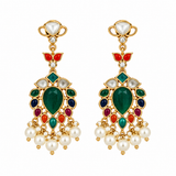 Multicolor Stone Pearl Drop Earrings 49