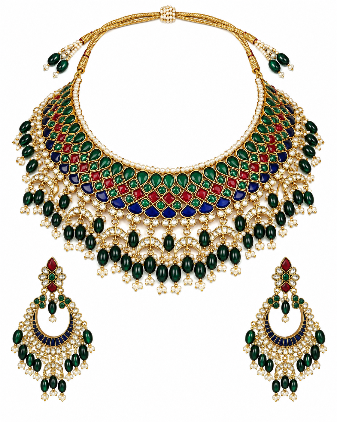 Multicolor Kundan Necklace Set 12