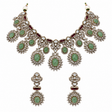 Sage Green Semi-Precious Stone Zircon Necklace Set