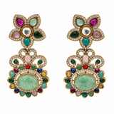 Multicolour Semi-Precious Floral Statement Earrings
