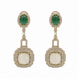 Emerald Green & Ivory Semi-Precious Statement Earrings