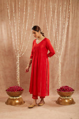 Red Charm Chanderi Kurta with Narrow Pants