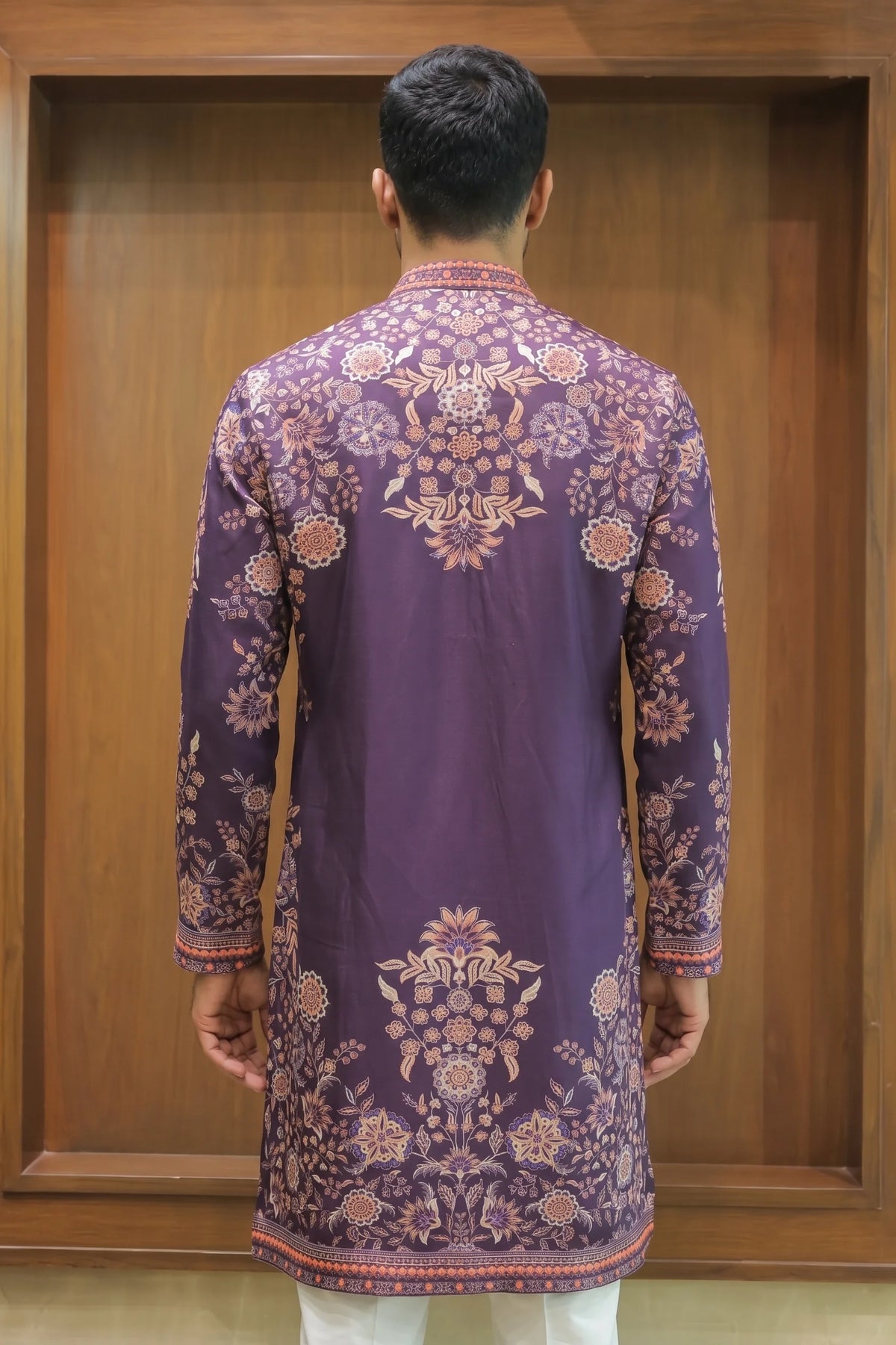 Purple Linen Satin Kurta