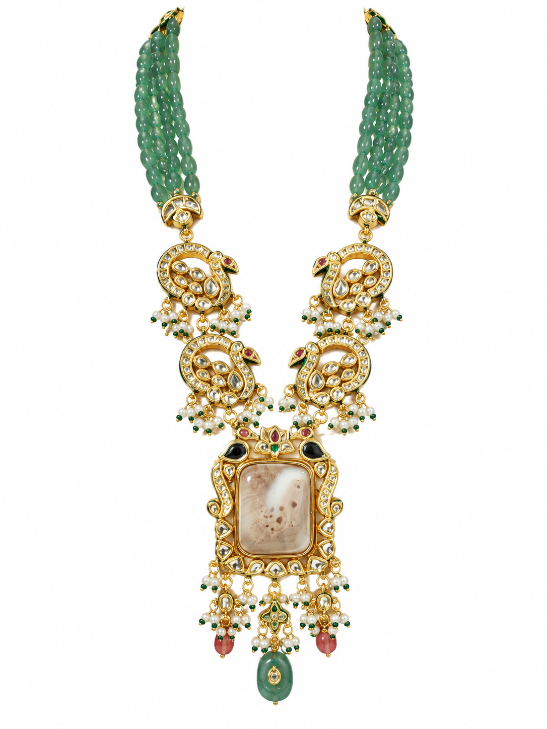 Kundan Beaded Long Necklace Earring Set
