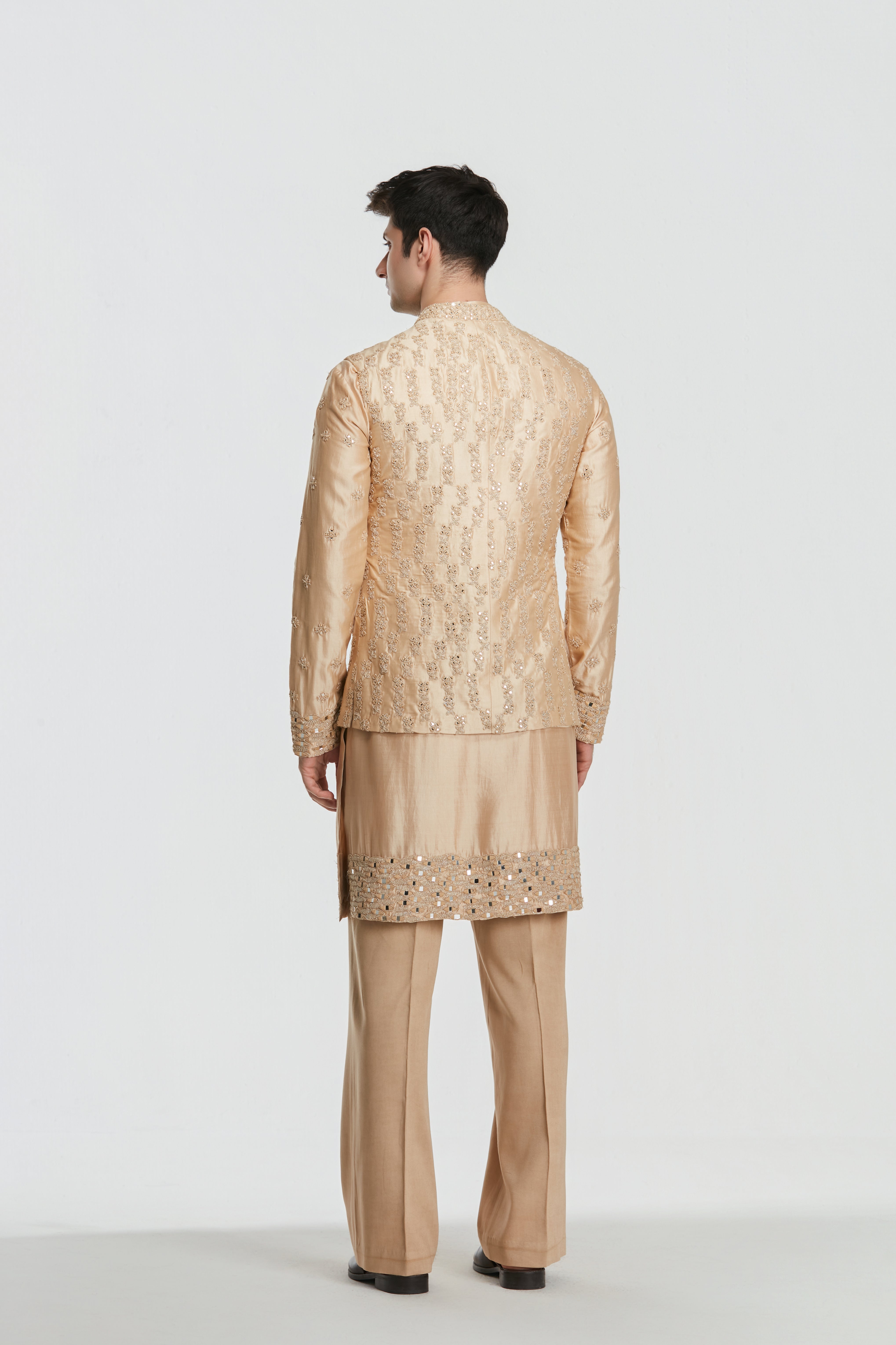 Kurta and jacket- heavy chanderi , pant -Cotton twill