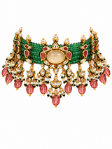 Kundan Beaded Choker with Drop Earrings