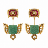 Sage Green Handmade Kundan Statement Earrings