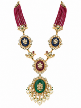 Kundan Ruby Beaded Long Necklace Set