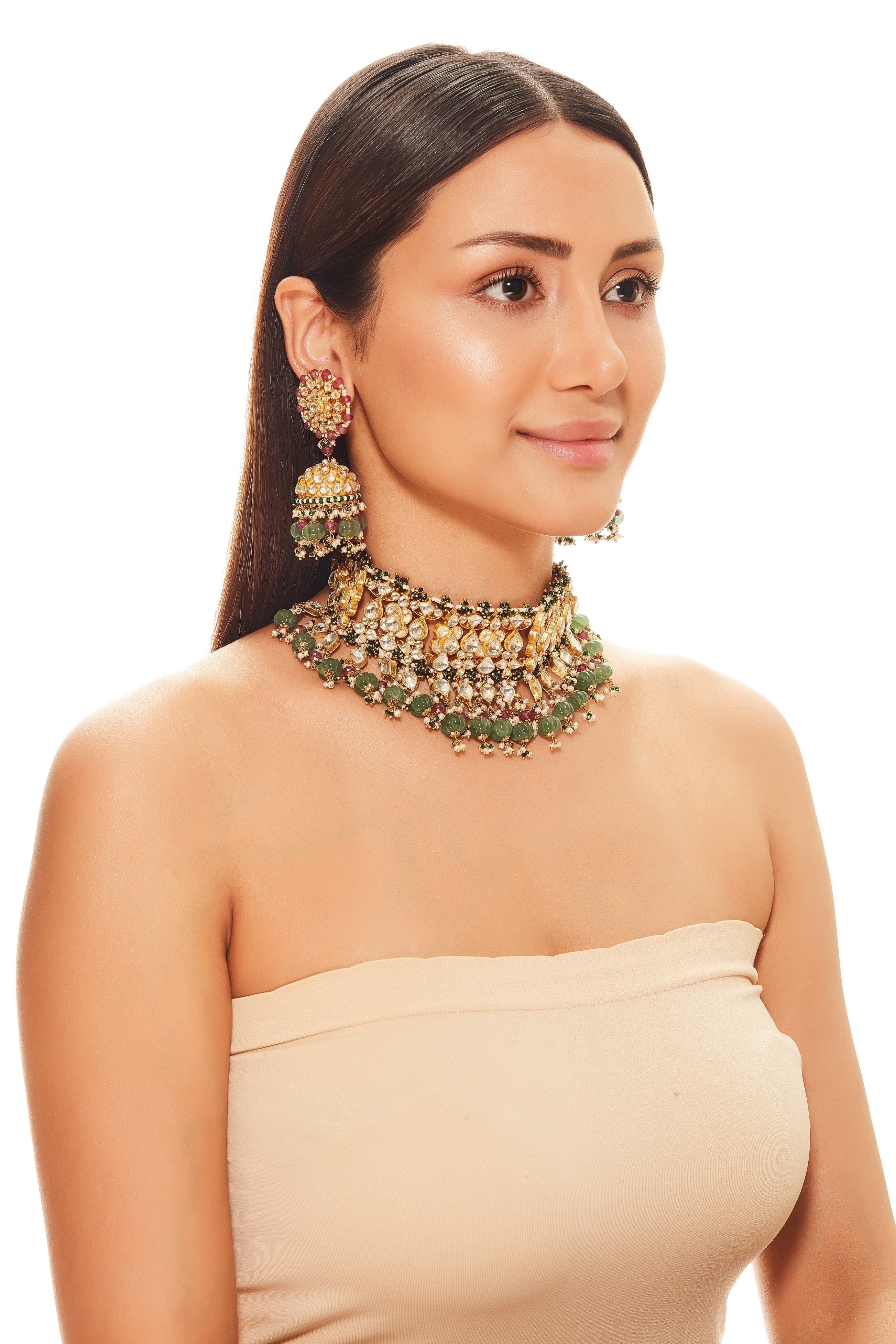 Flower Bud Kundan Choker Set