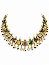 Navratna Kundan Pearl Necklace Earring Set
