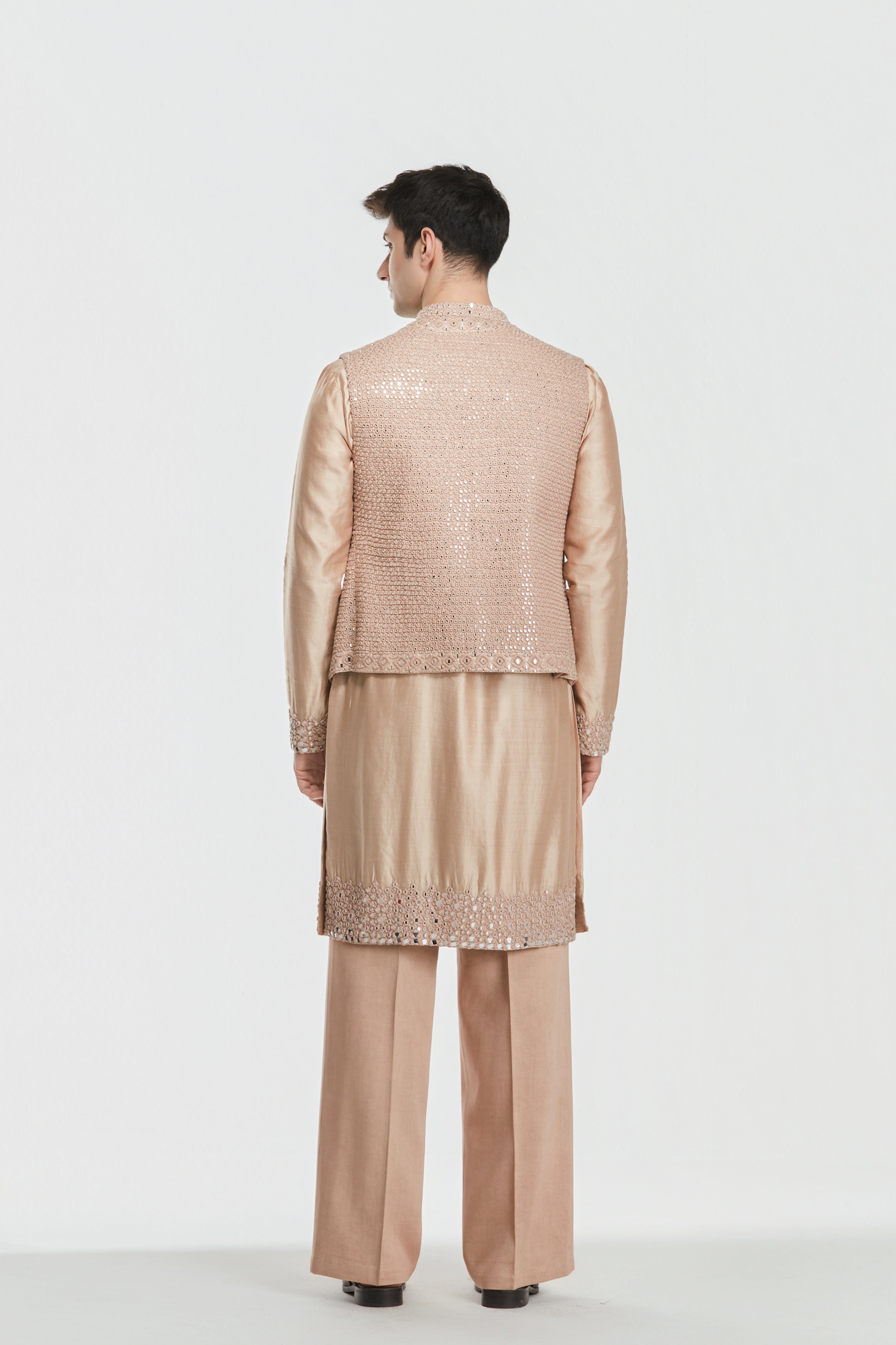 Kurta and coat - heavy chanderi , pant -Cotton twill