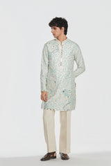 Kurta and stole - heavy chanderi , pant -Cotton twill