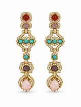 Multicolor Stone Long Statement Earrings 48
