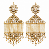 Jadau Pearl Tassel Statement Earrings