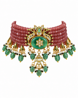 Kundan Beaded Choker with Drop Earrings