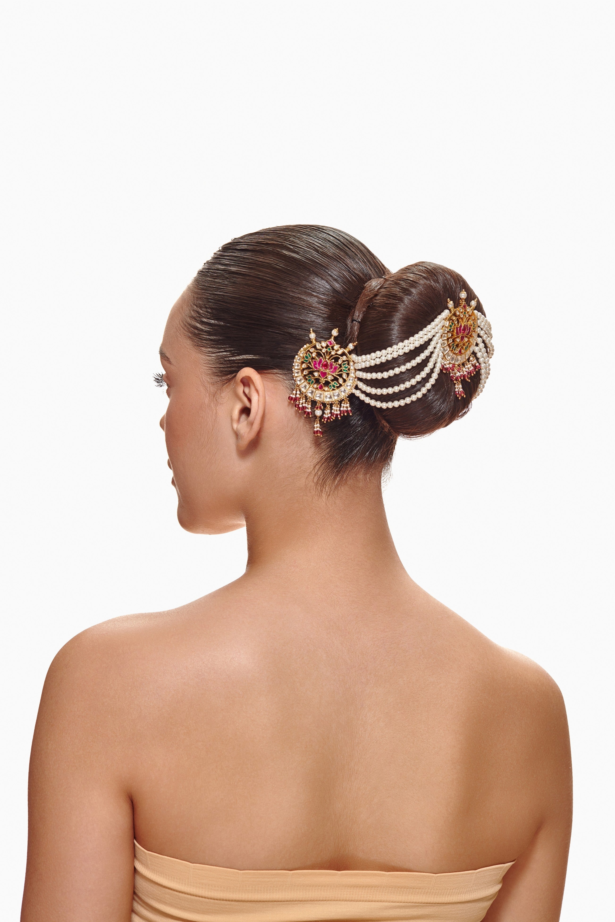Pink Lotus Chaand Bun Accessory
