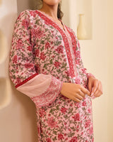 Rosewood Embroidered Cotton Kurta with Narrow Pants
