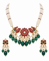 Pearl Beaded Peacock Necklace Set with Earrings 14