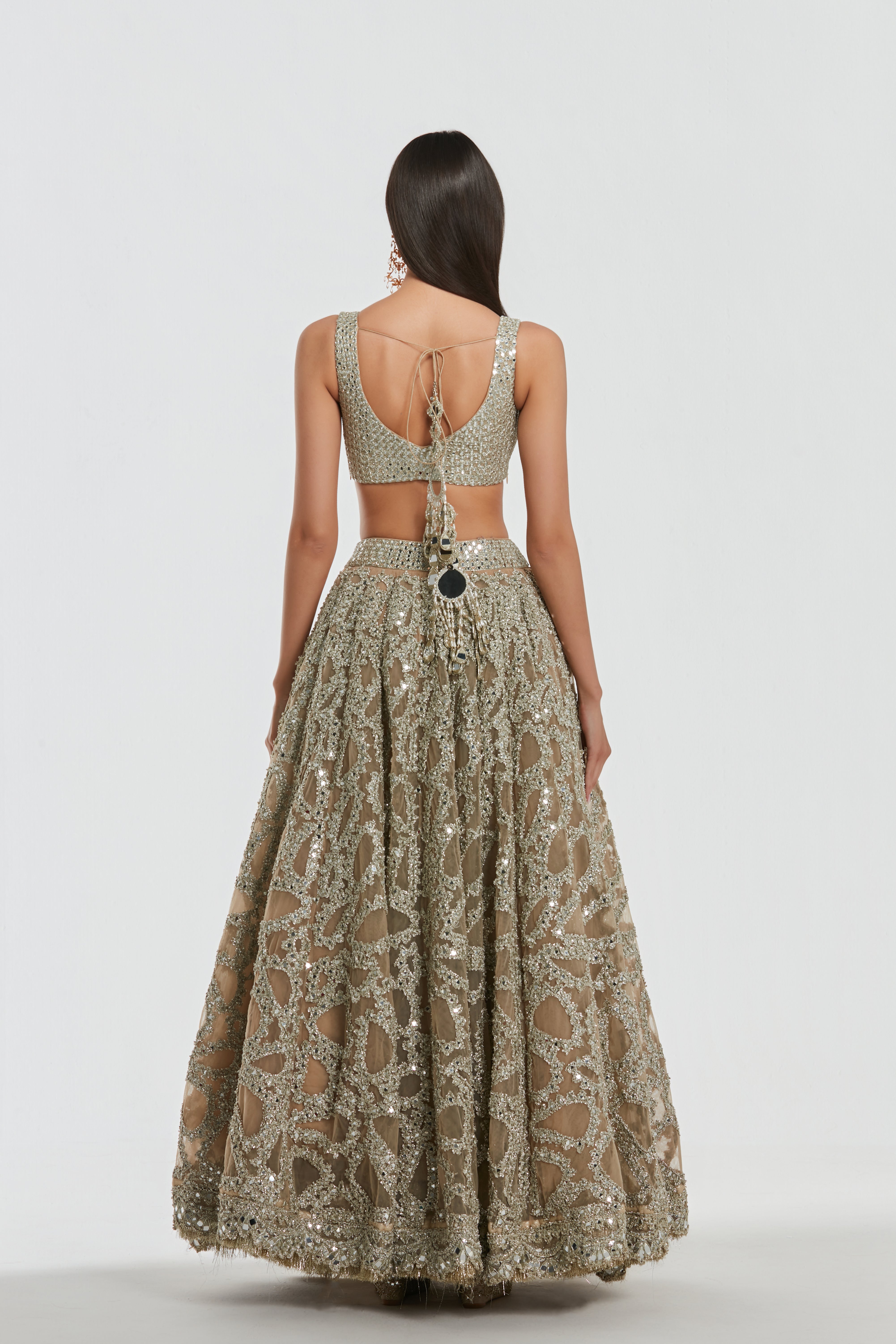 Mirror work , zari , gota