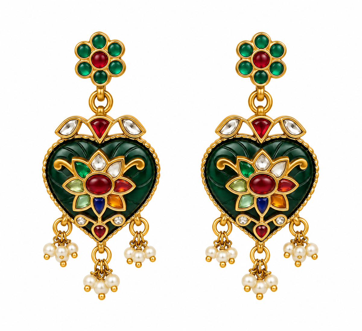 Multicolor Kundan Floral Drop Earrings 56