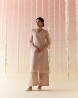 Lotus Pink Kurta with Tissue Slip & Flared Pants - Set of 3