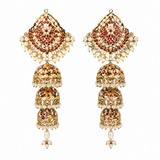 Layered Jadau Pearl Jhumka Earrings