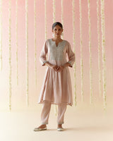 Rosy Pearl Tissue Anarkali with 
Narrow Pants & Dupatta - Set of 3